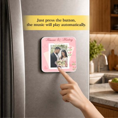 Long Distance Relationship Gift Personalised Musical Fridge Magnet with Custom Photo, Rechargeable Battery, Type-C USB Charging Memory Photo Fridge Magnet